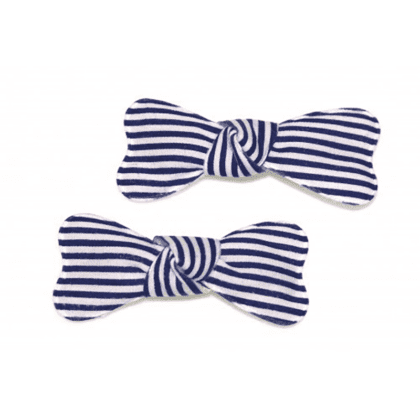 Stripe Bow Snaps - Navy