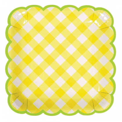 Party Plates - Checked Yellow