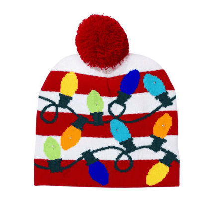 Christmas Light Up Pom Pom Knitted Hat