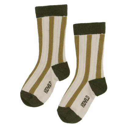 Organic Rib Knit Knee Socks - Bronze Stripe