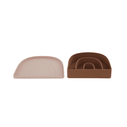 Rainbow Plate & Bowl - Rose/fugde