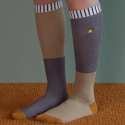 Knee High Socks - Woody Green/pigeon Blue